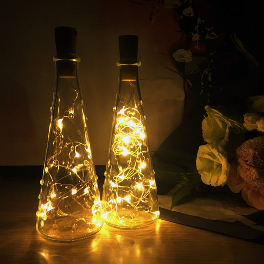 CR2032 button battery box copper wire lamp wine bottle cork copper wire lamp holiday decoration lamp LED light string