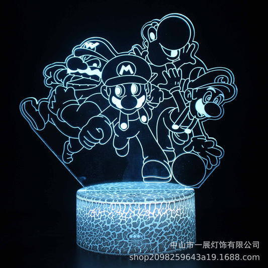 Cross-border for cartoon Mario series colorful creative 3D lights LED night light gift table lamp visual lights