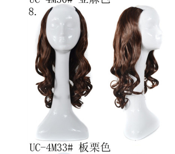 U-shaped half headgear wig female mid-length large wave pear flower roll midpoint realistic natural fluffy long curly hair headgear