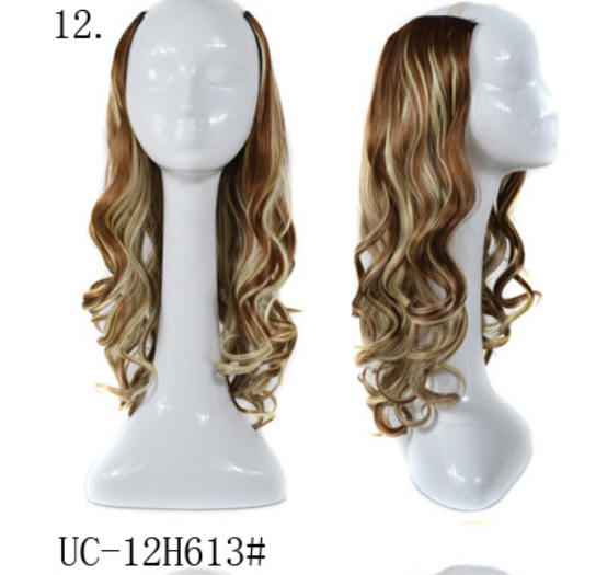 U-shaped half headgear wig female mid-length large wave pear flower roll midpoint realistic natural fluffy long curly hair headgear