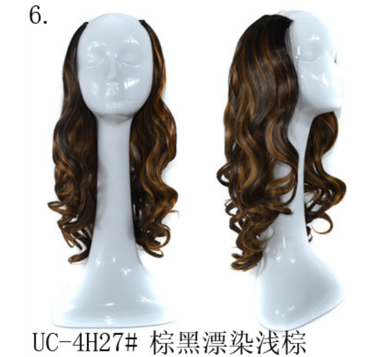 U-shaped half headgear wig female mid-length large wave pear flower roll midpoint realistic natural fluffy long curly hair headgear