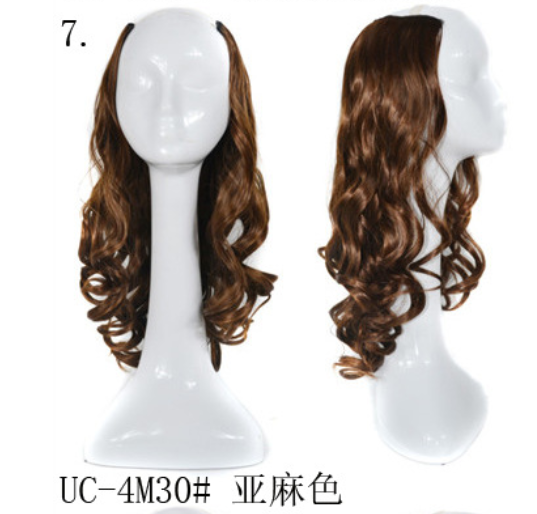 U-shaped half headgear wig female mid-length large wave pear flower roll midpoint realistic natural fluffy long curly hair headgear