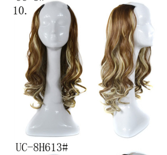 U-shaped half headgear wig female mid-length large wave pear flower roll midpoint realistic natural fluffy long curly hair headgear