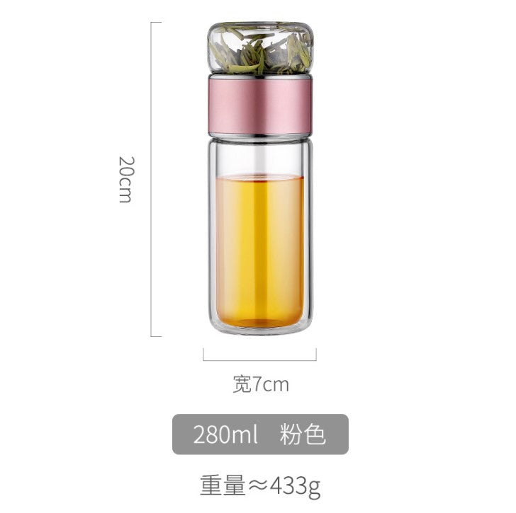 Double-layer glass insulation tea tea water separation tea cup net red water cup men and women portable tea drinking filter travel