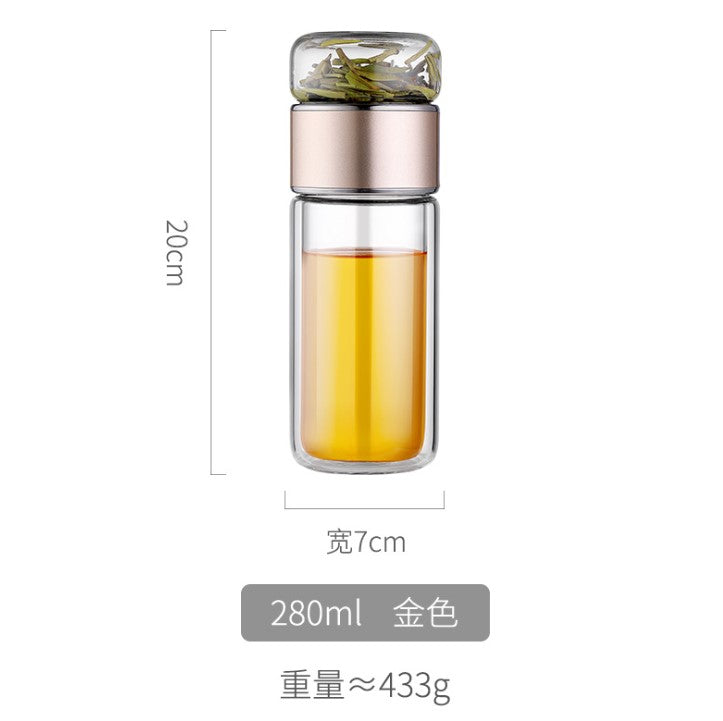 Double-layer glass insulation tea tea water separation tea cup net red water cup men and women portable tea drinking filter travel