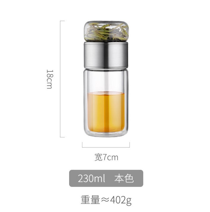 Double-layer glass insulation tea tea water separation tea cup net red water cup men and women portable tea drinking filter travel