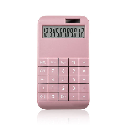 Calculator with high appearance, solar power, 12-digit large screen display, carmine red computer learning and office calculator