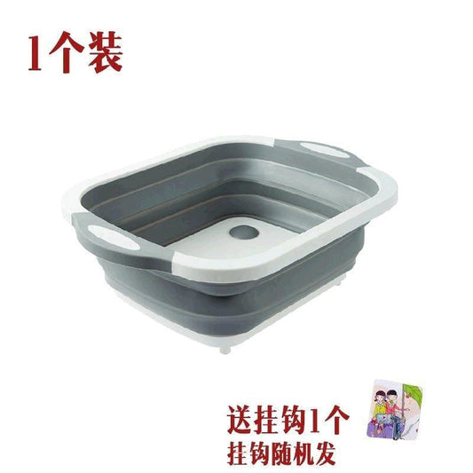 . Multifunctional foldable vegetable washing drain basket cutting board unfolding sink folding cutting board portable washbasin outdoor