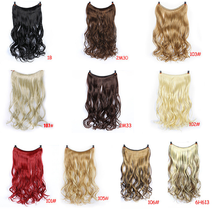 Foreign trade fake found goods seamless wig piece fashion new straight hair curly hair high temperature silk fish line hair extension piece