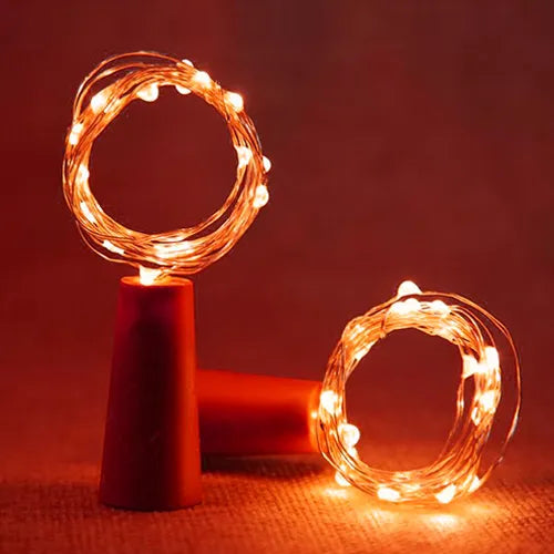 CR2032 button battery box copper wire lamp wine bottle cork copper wire lamp holiday decoration lamp LED light string