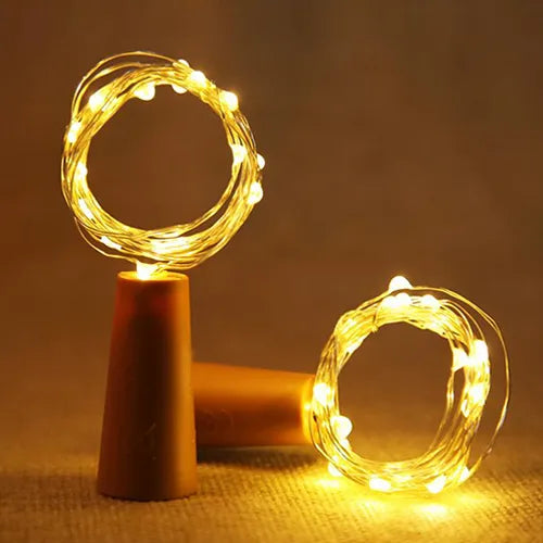 CR2032 button battery box copper wire lamp wine bottle cork copper wire lamp holiday decoration lamp LED light string