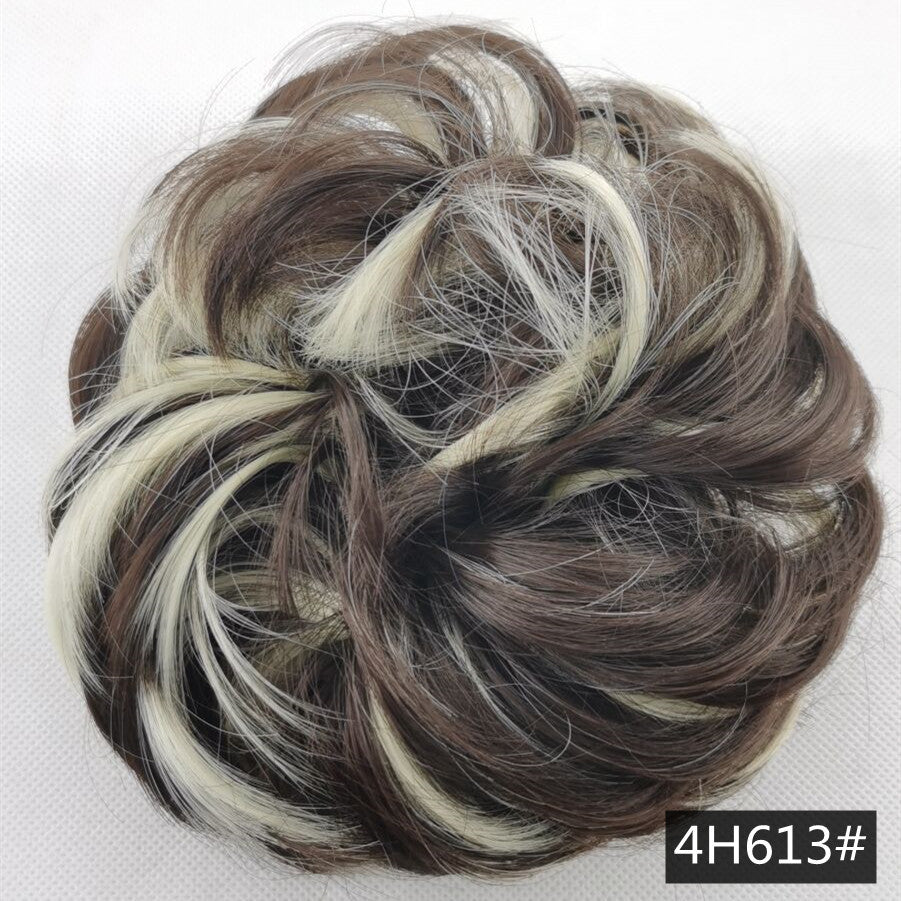 Foreign trade exclusively for high temperature silk wig 50 color wig hair ring ball head fluffy matte simulation plate hair ring spot