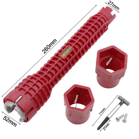 Three-head sink wrench screw extractor water heater wrench water pipe removal socket set red and yellow