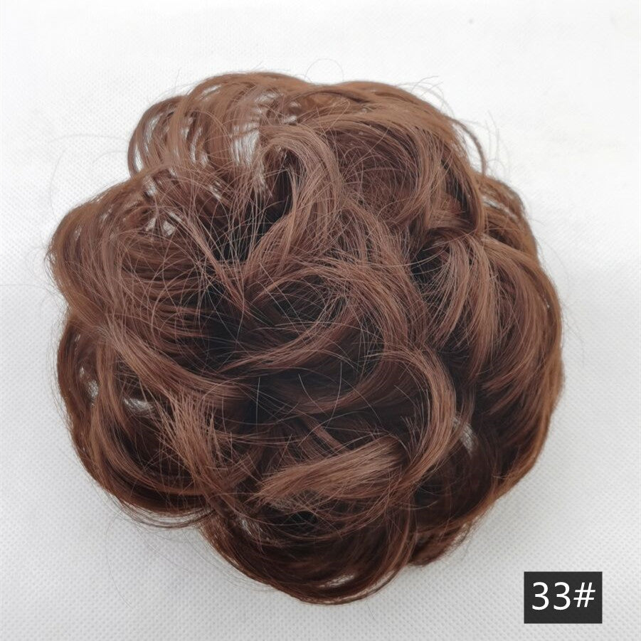 Foreign trade exclusively for high temperature silk wig 50 color wig hair ring ball head fluffy matte simulation plate hair ring spot