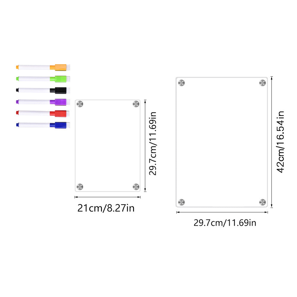 TYU088 acrylic magnetic weekly plan note board erasable transparent message writing board memo reminder display board