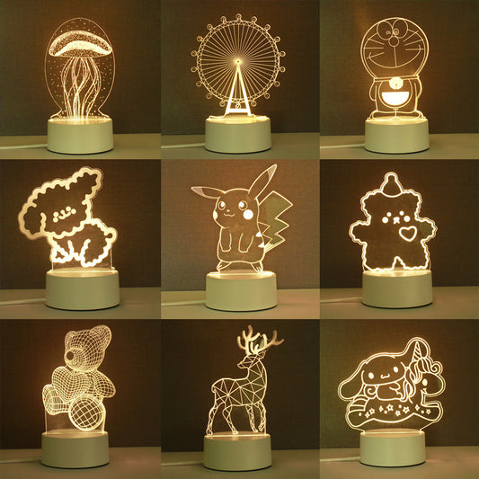 Wholesale gifts 3d night light creative atmosphere luminous birthday gift logo made acrylic bedside table lamp